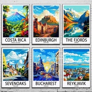 Nordic Travel Poster Canvas Art  Azores Edinburgh Kefalonia Cityscape Wall Decor for Living Room
