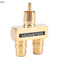 DTA Copper Gold Plated RCA Audio Video Splitter 1 Male to 2 Female Converter Adapter DT