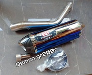 ชุดท่อสลิปออน GPX Demon Gr200R(เดมอน จีอาร์200อาร์) วัสดุแสตนเลสเกรด 304สวม 2 นิ้ว+ปลายท่อโยชิ R77 ส