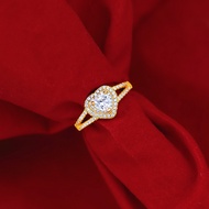 Micro-Inlaid Japanese and Korean Style Zircon Diamond Ring Heart-Shaped Zircon Women's cincin emas