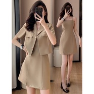 小香风套装Xiaoxiangfeng set大码套装裙女2025新款夏季短款小香风外套短袖西装吊带裙两件套女新款2025.11.12