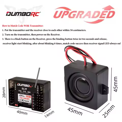 DumboRC 2.4GHz SL7F Receiver with Gyro 6V/3A PWM 7CH Receiver Sound Group Light Group 3-IN-1 for All