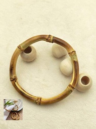 竹環+大孔珠子自由搭配美麗的窗簾扣腰扣手鐲編織DIY