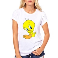 Women s Looney Tunes Tweety Bird cartoon print summer fashion cute T-shirt women s O-neck T-shirt