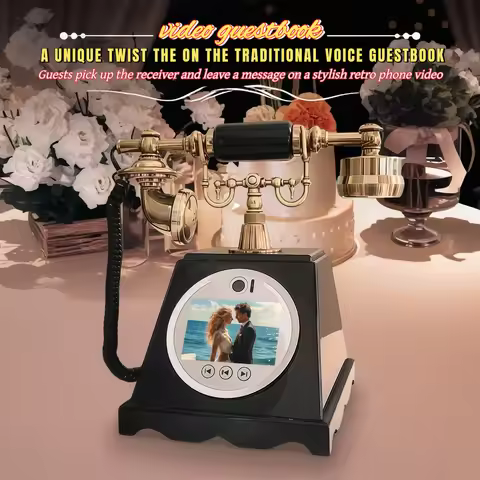 Retro video guestbook phone, wedding audio video message phone, guest blessing video sign-in phone U