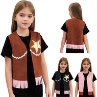 YOOJIA Kids Girls Cowboy Cosplay Costume Sleeveless Open Front Vest Five-pointed Star Fringe Tassels