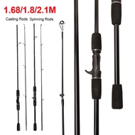 OA Portable Fishing Rod 1.68/1.8/2.1m Carbon Fiber Lightweight Spinning Rods Baitcasting Rods EVA Grip 2-Piece Freshwater Fishing Rod