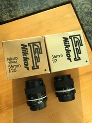 95%新 Nikon Micro 55mm f/2.8 AIS, 35mm f/2 AIS 大光圈鏡頭