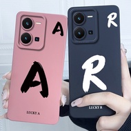 For Vivo Y35 2022 Cover Case Lucky Initial Letter Couple Silicone Soft Matte Phone Bumper for VivoY3