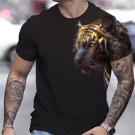 Tiger Print T-Shirt 3D Animal Men's Shirts Summer 6xl Short Sleeved Male Pullover Oversized Tops Tees Men Clothing Free Shipping