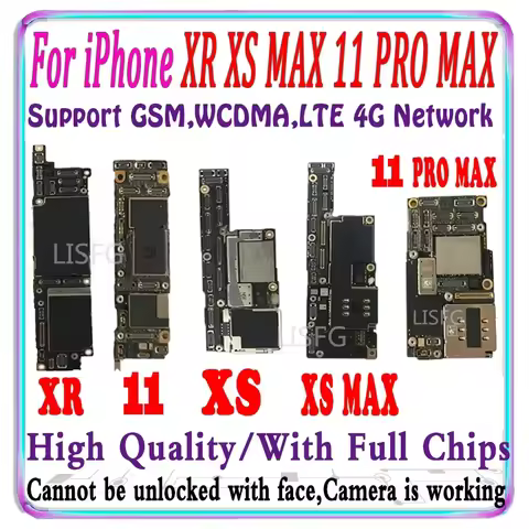 Full Working For iPhone 11 Pro Max XR XS MAX Motherboard Unlocked Mainboard With Face ID Full chips 