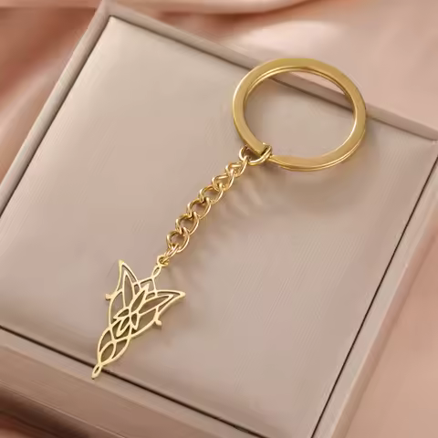 EUEAVAN Lord of the Rings Elf Princess Keychain Stainless Steel Hollow Arwen Evenstar Keyring Fashio