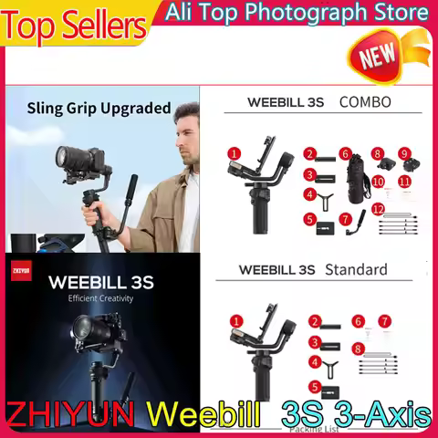 ZHIYUN Weebill 3S 3-Axis Camera Stabilizer Gimbal Handheld Bluetooth Control with Fill Light for DSL
