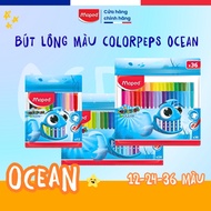 ColorPeps IOcean Maped Brush Pens - 12/24/36 Colors, Safe, Easy to Erase, French Brand [Genuine]