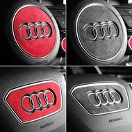 Car Suede Steering Wheel Panel Sticker Emblem Decoration Accessories For Audi A4 B8 8K A6 C6 4F Q5 8