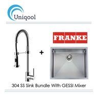 FRANKE 490MM SS304 Single Bowl Sink Bundle With GESSI Pull-Down Mixer Tap