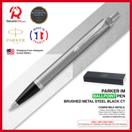 Parker IM Ballpoint Pen - Brushed Stainless Steel Chrome Trim (with Black - Medium (M) Refill) / {ORIGINAL} / [RetailsON]