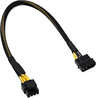 COMeap LP4 Molex Male to CPU 8 Pin (4+4) EPS-12V Power Adapter Converter Sleeved Cable 13-inch(33cm)