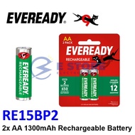 2PCS GENUINE EVEREADY AA Rechargeable Battery 1.2V 1300mAh - RE15BP2