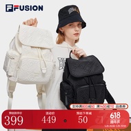 FILA FUSION斐乐潮牌女子背包新款时尚简约双肩包大容量运动包 深黑-BK XS