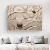 ◘ แบบดั้งเดิม Zen Garden ภาพหินภาพวาดผ้าใบ Wall Art วงกลมหินทรายโปสเตอร์และภาพพิมพ์สำหรับตกแต่งห้องน
