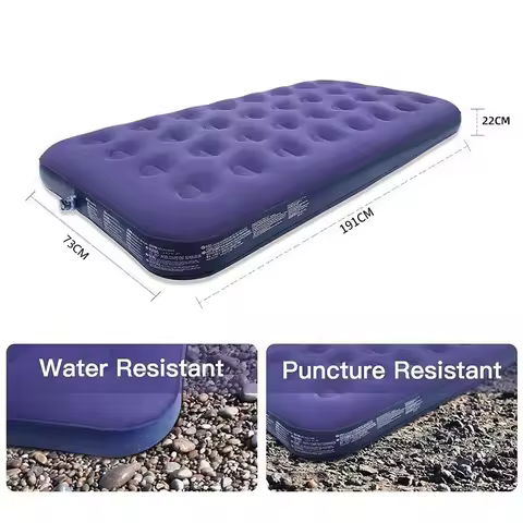 191cm Outdoor Air Mattress Deluxe Striped Flocking Single Air Mattress Double Air Mattress Tent Camp