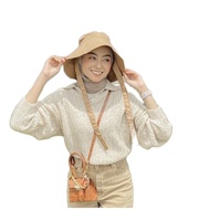 FS - Topi Bucket Hat Wanita Hijab Polos Ada Tali Bahan Katun Royal Ukuran Dewasa One Size Gaya Korea
