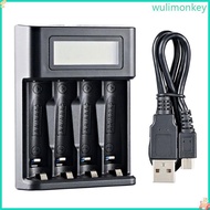 WU 4 Slot  LR03  Charger LCD Display Charger for NiMH  LR03 Rechargeable Batteries 4 Slot Individual
