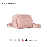 BAGSMART กระเป๋าสะพายข้างแฟชั่นกันน้ำสำหรับผู้หญิง ดีไซน์หลายช่อง พร้อมกระเป๋าเล็กถอดได้