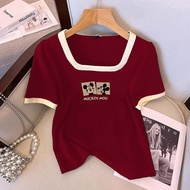 Women's Plus Shoulder T-Shirt Short Sleeve Loose Cotton Summer Sports Size Show Thin Hundred Top New