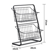 1 Set Carbon Steel Double-layer Storage Racks for Home Organizers To Store Snacks Beverages Seasonin