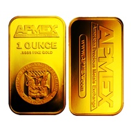 High Quality 1 Oz APMEX Gold Bar American Gold Plated Gold Bullion   Hot Selling Business Gift Colle