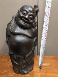 老日本 早期收藏 百年收藏大型竹雕彌勒佛(布袋和尚)高33公分 ─特價七天