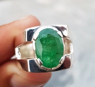 天然鮮豔綠寶石戒指 祖母綠寶石戒指 鮮豔大顆祖母綠 925