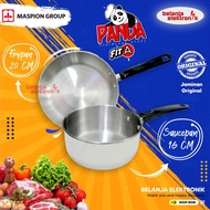 MASPION PANDA FIT A 2 PCS FRYPAN SET 20 CM & 16 CM STAINLESS SAUCE PAN