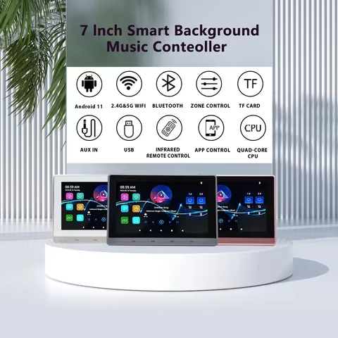 NEW 7 inch Android 11 wall music amplifier audio System 8 x 30W 2 Zone Android 11 wifi 7 inch Touch