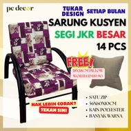 Sarung Kusyen Segi Empat JKR (Segi 4) 14 pcs Cushion Cover Square 14 in 1 (SIZE JKR)
