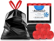 AOSULI 5L Bin Liners with Drawstring, Small Bin Bags for Bathroom, 75 Pieces, Black Bin Liners