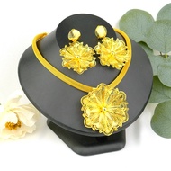 Dubai 24K Gold Jewelry Bridal Jewelry Set Saudi Ladies Necklace Earring Set 2Y3