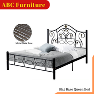 Matte Black Slat Base Metal Queen Bed / Double Bed Bedroom Furniture / Katil Queen / Katil Double / Katil Besi / Bed
