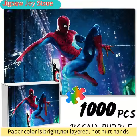 of Marvel-Themed Seamless Puzzles Z9.19-21, Spider-Man in Night City - Durable Thick Puzzle, a Great