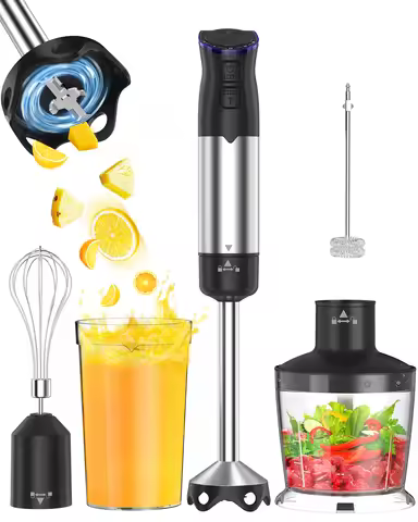 1000W Electric Immersion Handheld Blender, 5 in 1 Kitchen Hand Blender for soups, smoothies, purees 