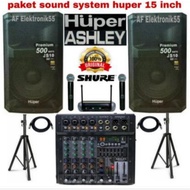 Paket Sound System Huper 15 Inch+Mixer Ashley Original