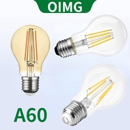 OIMG E27 LED Bulb Edison Spiral Filament Transparent/brown A60 Lamp 2W 4W 6W 8W 12W 16W Equivalent 4