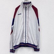 Used 00s errea track jacket/jersey with embroidered logo, vintage gray and light gray- RED, size L