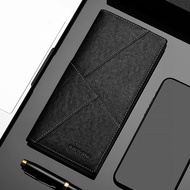 BANYANU กระเป๋าสตางค์ผู้ชายป้องกัน RFID ธุรกิจหนังแท้แท้แท้กระเป๋าสตางค์ยาวสำหรับเป็นของขวัญวันเกิด