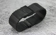 Black黑色優質,超值22mm不鏽鋼粗線mesh米蘭網帶不鏽鋼製錶帶hamilton seiko zenwatch2