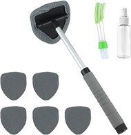 Car Window Cleaner Kit Include Windshield Cleaning Tool with Extendable Handle 5 Microfiber Bonnets 