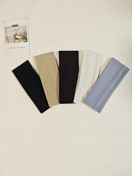 5PCS Headbands For Women's Short Hair - Non-Slip Elastic Sweat Hairbands, Soft Fabric Cloth Bands Fo