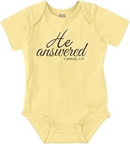 Brisco Brands He Answered Samuel 1:17 Christian Baby Bodysuit Jumper Girls
